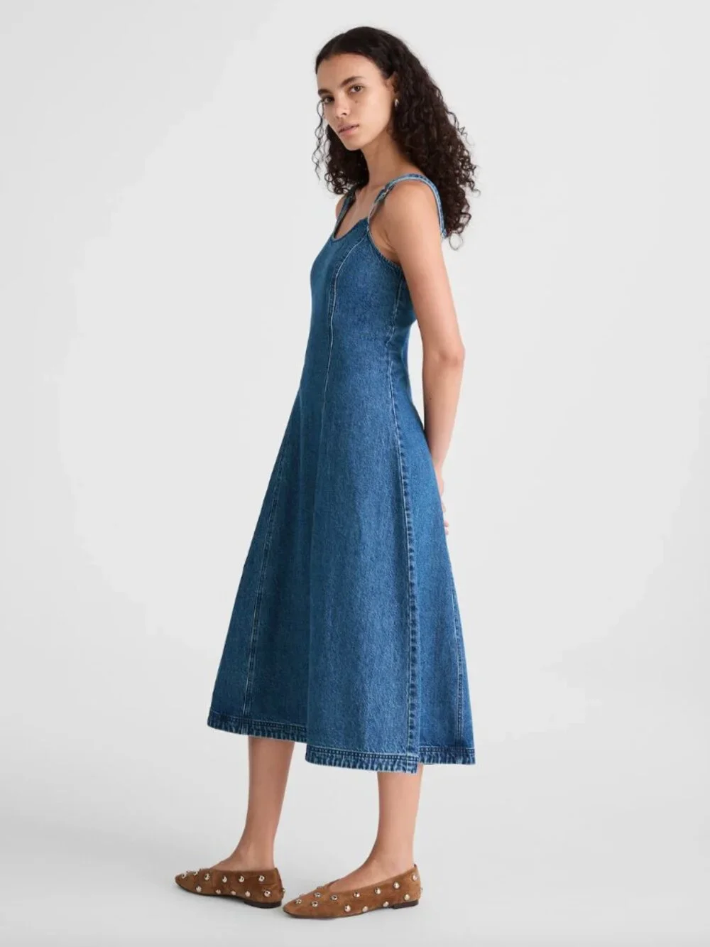 NWT! MADEWELL Denim Scoopneck Midi Dress Size Small - Picture 3 of 8